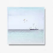 Leinwandbild Segelboot & Meer -u00a0Maritimes Wandbild im Shabby Chic, Landhausstil