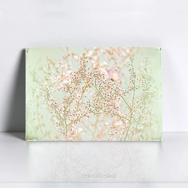Baumblüte in Pastell, Wandbild Blumen im Shabby Landhausstil. Blumenbild, Wandbild fürs Wohnzimmer als Leinwandbild, Kunstdruck oder Holzdruck.