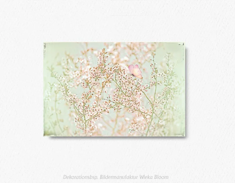 Baumblüte in Pastell, Wandbild Blumen im Shabby Landhausstil. Blumenbild, Wandbild fürs Wohnzimmer als Leinwandbild, Kunstdruck oder Holzdruck., Leinwanddruck
