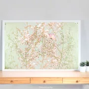 Baumblüte in Pastell, Wandbild Blumen im Shabby Landhausstil. Blumenbild, Wandbild fürs Wohnzimmer als Leinwandbild, Kunstdruck oder Holzdruck., gerahmt