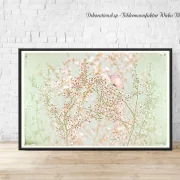 Baumblüte in Pastell, Wandbild Blumen im Shabby Landhausstil. Blumenbild, Wandbild fürs Wohnzimmer als Leinwandbild, Kunstdruck oder Holzdruck., gerahmt