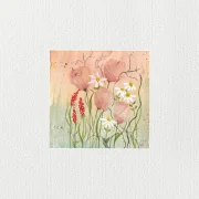 Miniaturbild, Kunstdruck nach handgemaltem Aquarell, Blumenwiese auf Büttenpapier