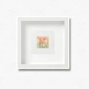 Miniatur, Kunstdruck nach handgemaltem Aquarell, gerahmt, Blumenwiese
