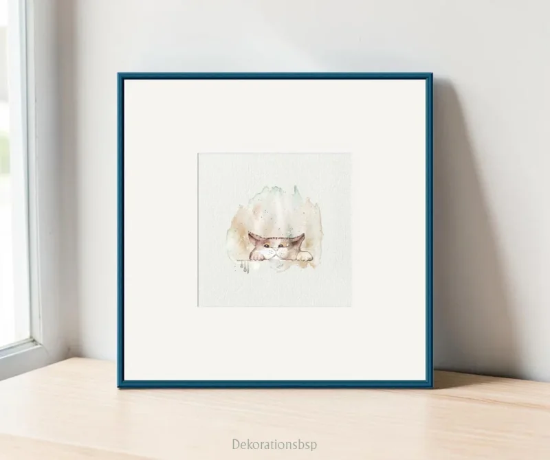 Katze - Miniatur, Aquarell Kunstdruck auf Büttenpapier