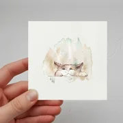 Katze - Miniatur, Aquarell Kunstdruck auf Büttenpapier