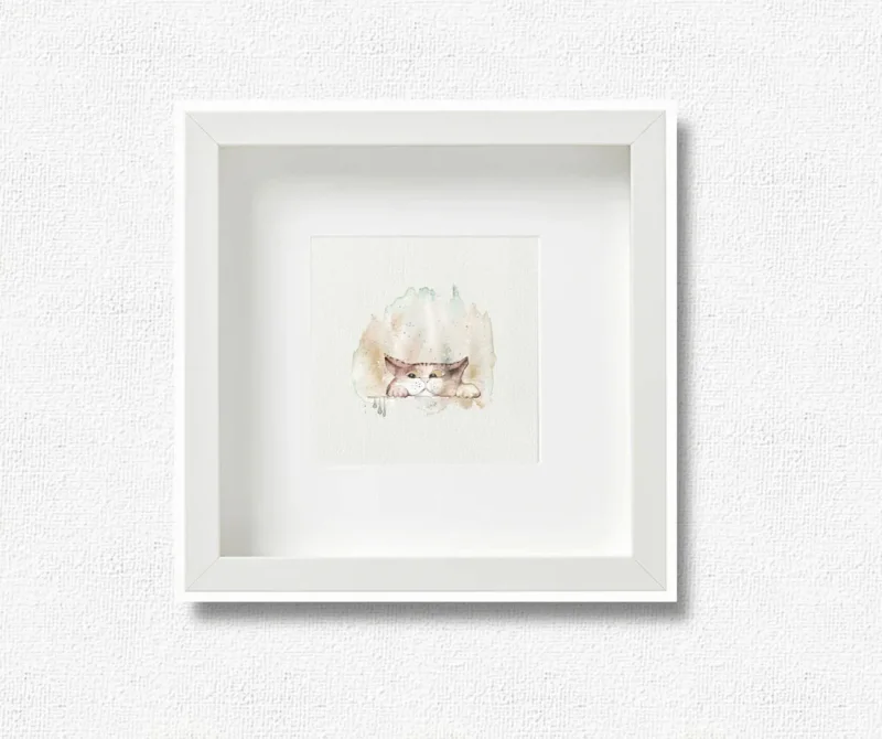 Katze - Miniatur, Aquarell Kunstdruck auf Büttenpapier