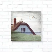 Maritimes Leinwandbild Fischerhütte auf dem Darß im rustikalen Shabby Chic Landhausstil