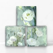 Lisianthus, Kollektion Wandbilder weiße Blumen, 3er Set im Shabby Landhausstil
