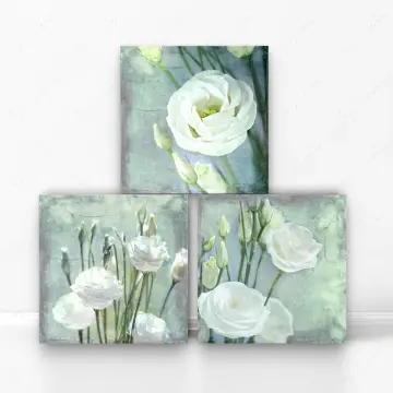 Lisianthus, Kollektion Wandbilder weiße Blumen, 3er Set im Shabby Landhausstil