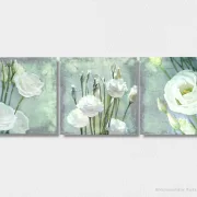 Lisianthus, Wandbilder - Weiße Blumen im Shabby Chic Landhausstil als Leinwanddruck