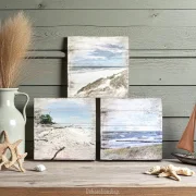 Darß, Küstenbilder, Ostsee, Holzdruck, Set Wandbilder Shabby Chic