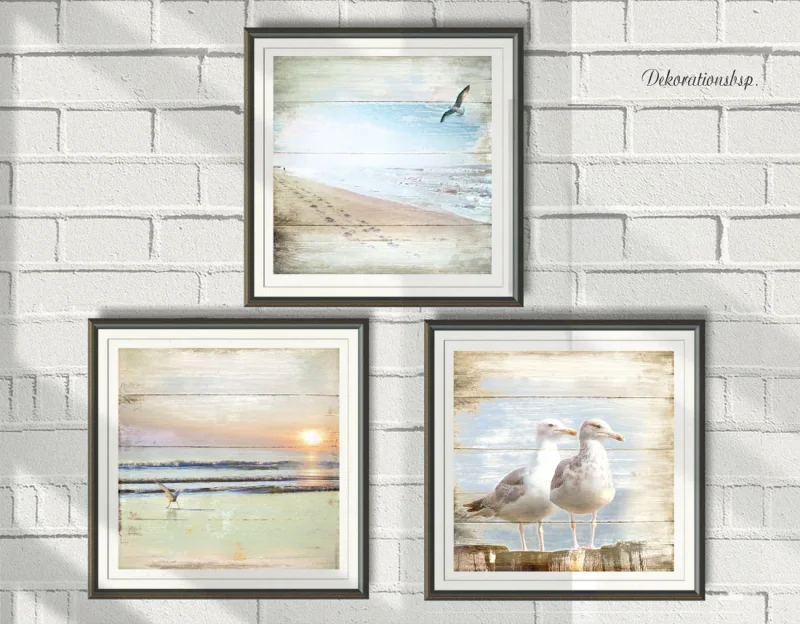 Küstenbilder, Bilder Set Strandläufer als Kunstdruck