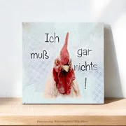 Huhn, Wandbild mit lustigem Spruch im Landhausstil günstig kaufen, auf Holz