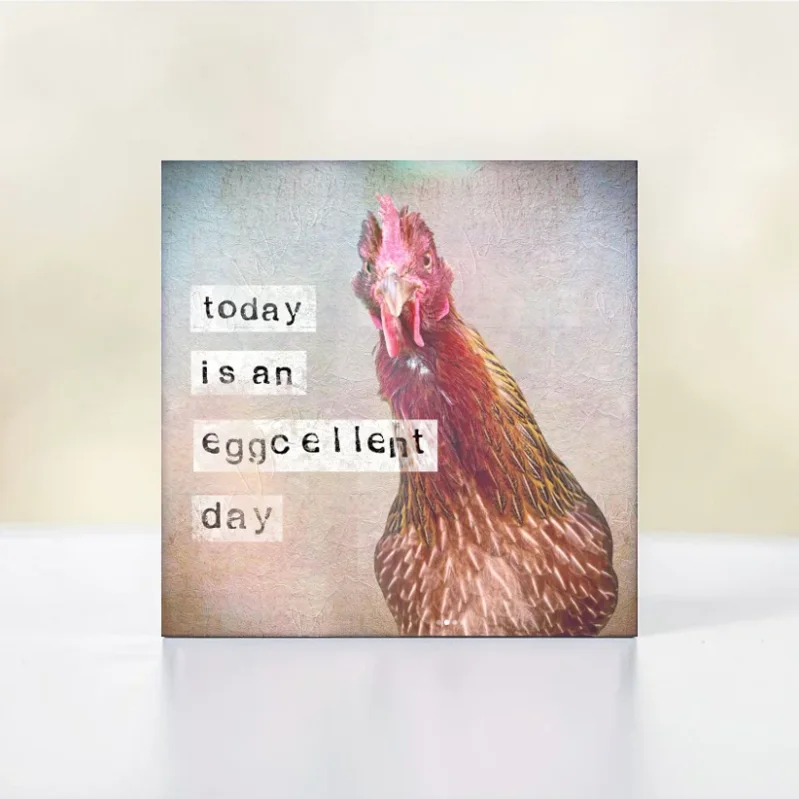 Eggcellent - Huhn, Wandbild mit humorvollem Spruch im Landhausstil günstig kaufen