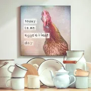 Kunstdruck, Eggcellent - Huhn, Wandbild mit humorvollem Spruch im Landhausstil günstig kaufen