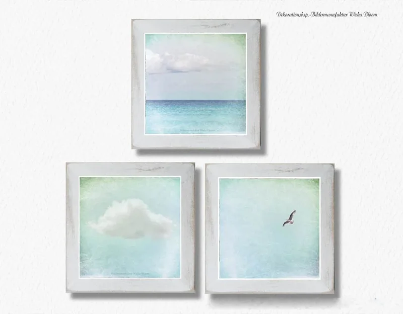 Ferne - Wandbilder, maritimes 3er Set im  Shabby Chic Landhausstil