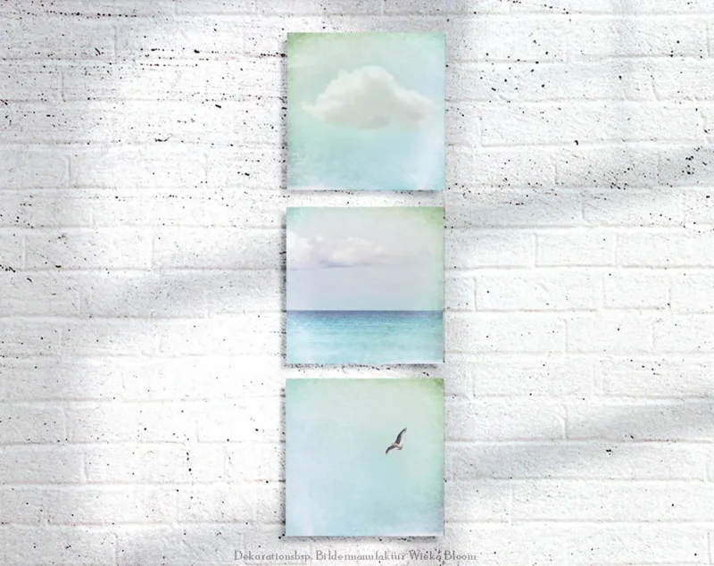 Ferne - Wandbilder, maritimes 3er Set im  Shabby Chic Landhausstil