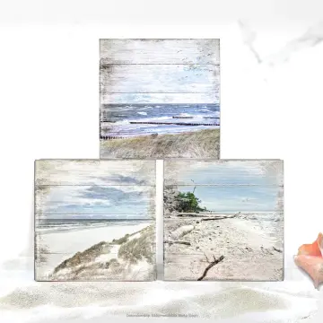 Darß - Küstenbilder, Wandbilder, maritimes 3er Set im  Shabby Chic Landhausstil