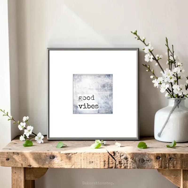 Kunstdruck, Good Vibes, Wandbild im rustikalen Shabby Chic