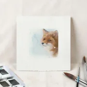 Fuchs - Waldtiere, Miniatur Aquarell Kunstdruck auf Büttenpapier