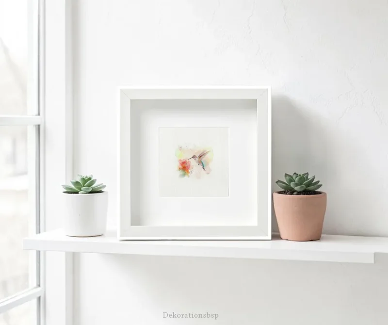 Kolibri, Flügeltiere, Miniatur Aquarell Kunstdruck auf Büttenpapier