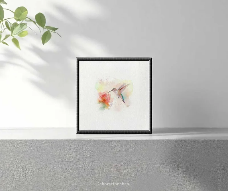 Kolibri, Flügeltiere, Miniatur Aquarell Kunstdruck auf Büttenpapier