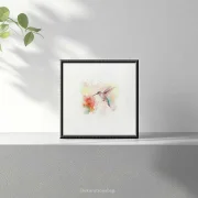 Kolibri, Flügeltiere, Miniatur Aquarell Kunstdruck auf Büttenpapier