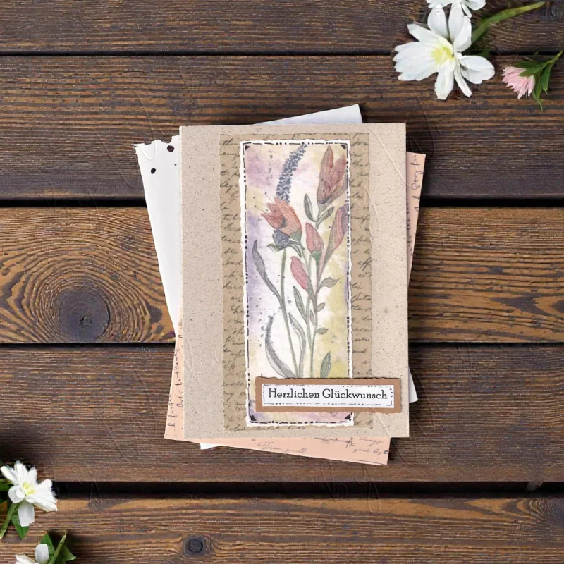 glückwunschkarte rose für dich nach handgemaltem aquarell