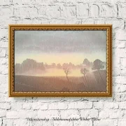 Nebel Landschaft im Herbst, Wandbild Landhausstil Kunstdruck