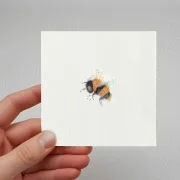 Kleine Hummel - Aquarell Miniatur, Kunstdruck auf Büttenpapier