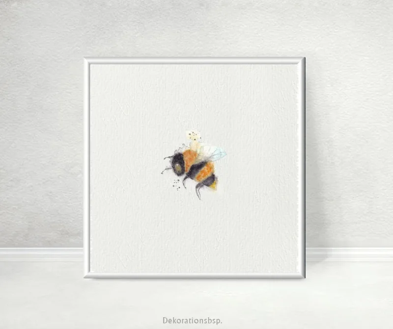 Kleine Hummel - Aquarell Miniatur, Kunstdruck auf Büttenpapier