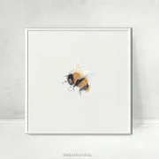 Kleine Hummel - Aquarell Miniatur, Kunstdruck auf Büttenpapier
