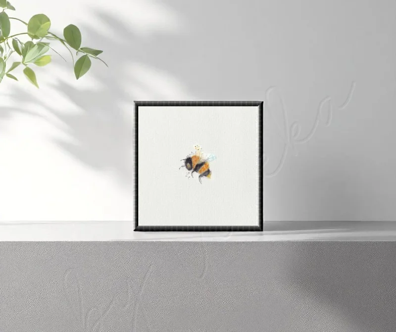 Kleine Hummel - Aquarell Miniatur, Kunstdruck auf Büttenpapier
