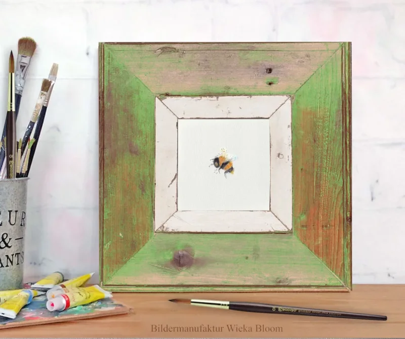 Kleine Hummel - Aquarell Miniatur, Kunstdruck auf Büttenpapier