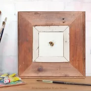 Kleine Hummel - Aquarell Miniatur, minimalistischer  Kunstdruck auf Büttenpapier mit Holzrahmen