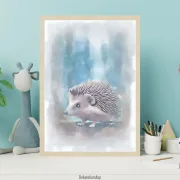 Kleiner Igel, Wandbild Waldtiere, Poster Print, Motiv für Kinderzimmer