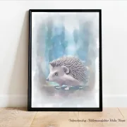 Kleiner Igel, Wandbild Waldtiere, Poster Print, Motiv für Kinderzimmer