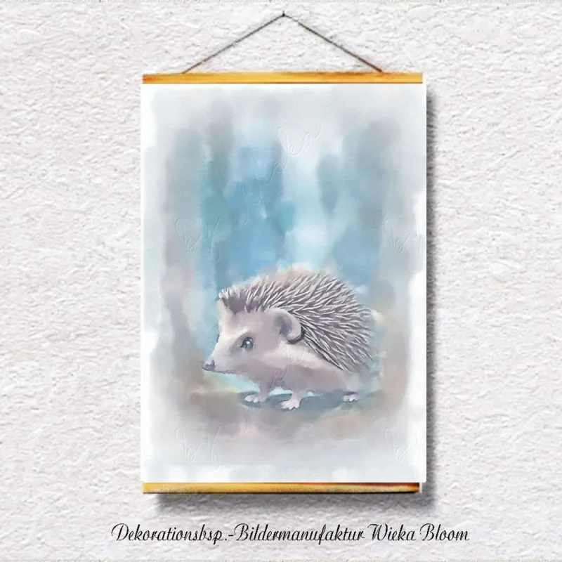Kleiner Igel, Wandbild Waldtiere, Poster Print, Motiv für Kinderzimmer
