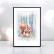 Eichhörnchen, Wandbild für Kids, Kinderzimmer, Aquarell Poster Print kaufen