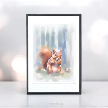 KLEINES EICHHöRNCHEN, Wandbild Poster, Print nach Aquarell