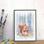 Eichhörnchen, Wandbild für Kids, Kinderzimmer, Aquarell Poster Print kaufen