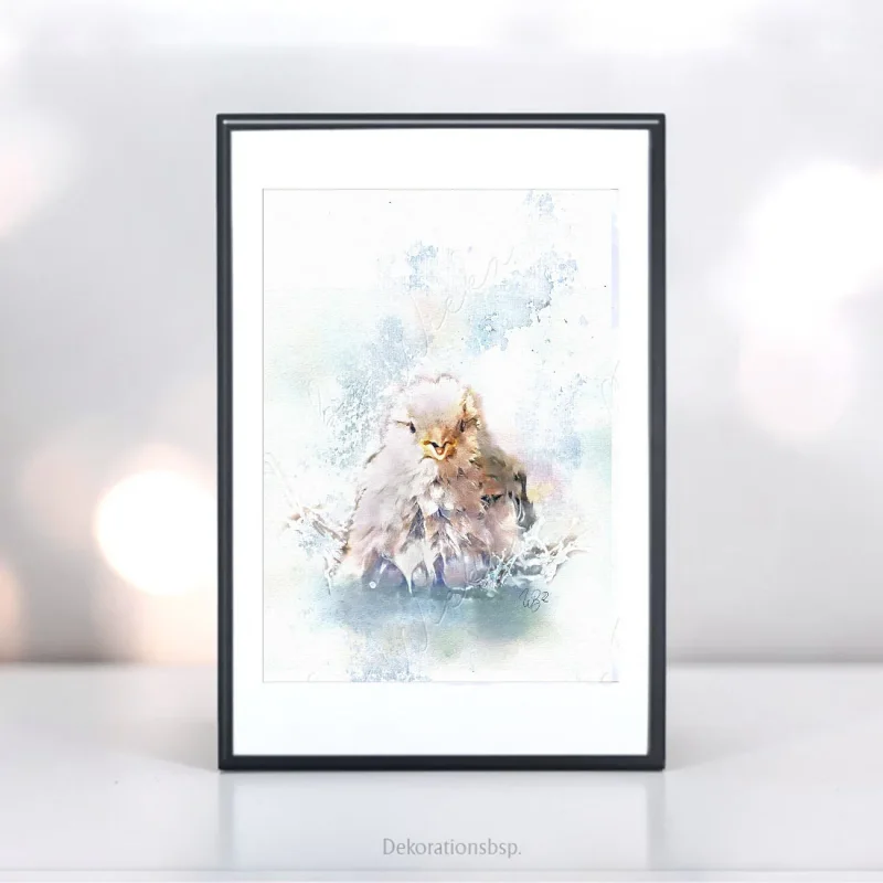 KÜKEN, Wandbild Vogelkinder Poster für Kids, Print nach Aquarell