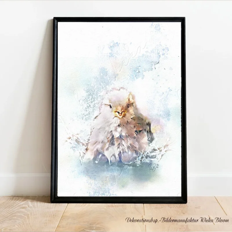 KÜKEN, Wandbild Vogelkinder Poster für Kids, Print nach Aquarell