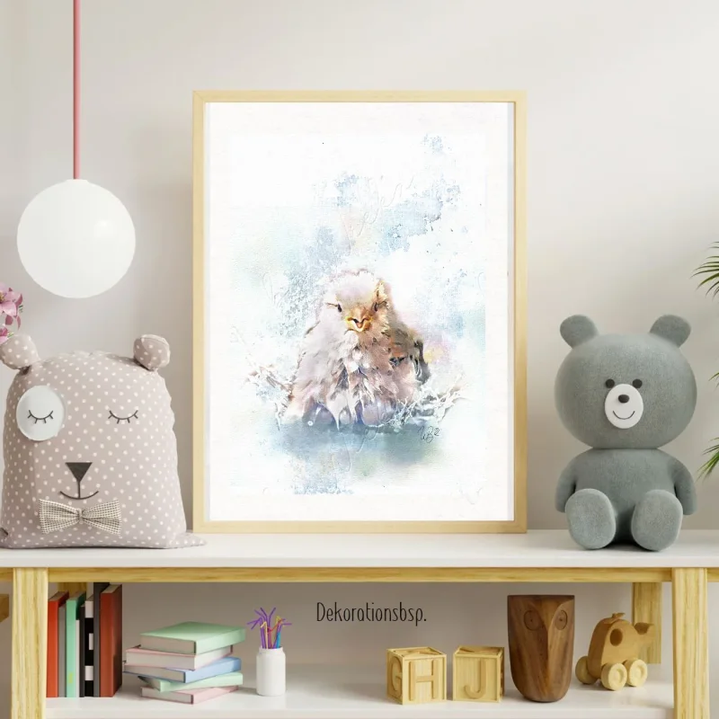 KÜKEN, Wandbild Vogelkinder Poster für Kids, Print nach Aquarell
