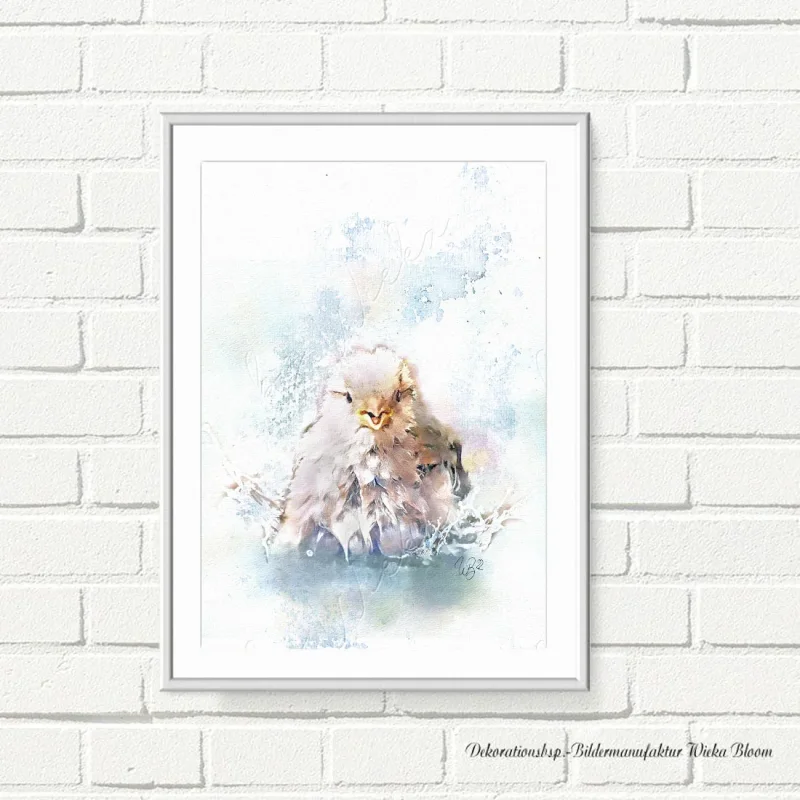 KÜKEN, Wandbild Vogelkinder Poster für Kids, Print nach Aquarell
