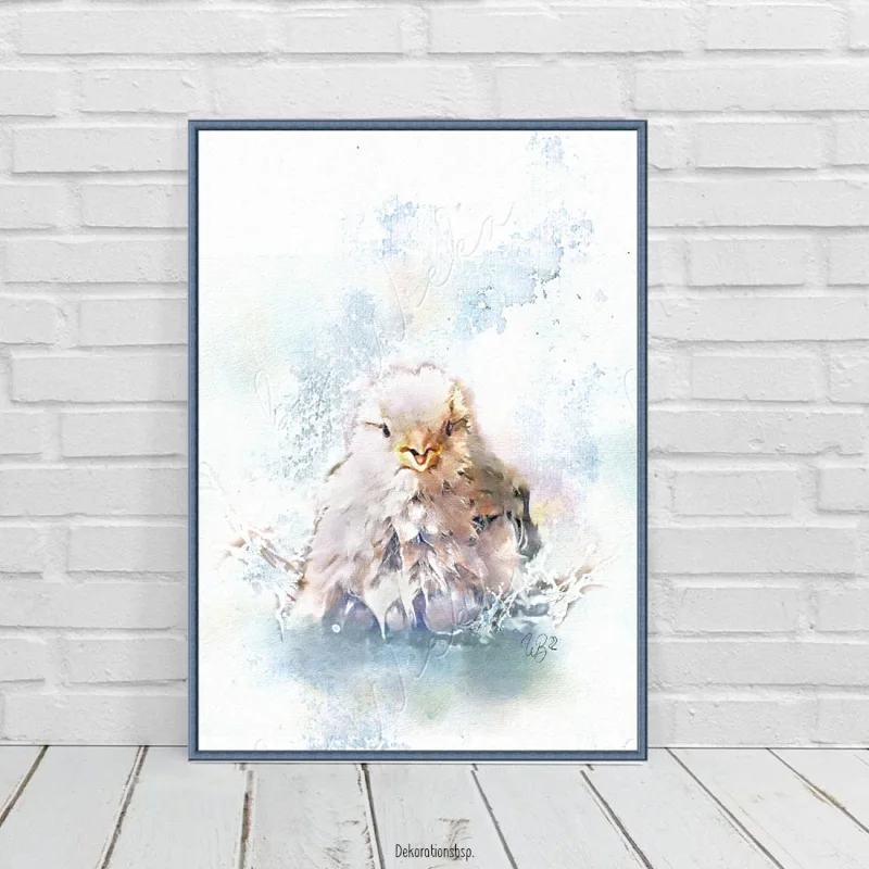 KÜKEN, Wandbild Vogelkinder Poster für Kids, Print nach Aquarell