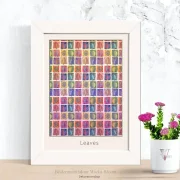 Leaves, Blätter, Wandbild Poster nach handgemaltem Aquarell