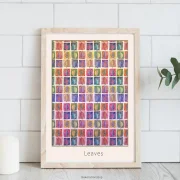 Leaves, Blätter, Wandbild Poster nach handgemaltem Aquarell