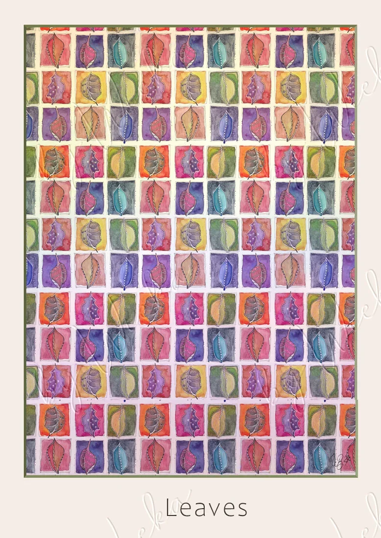Leaves, Blätter, Poster nach handgemaltem Aquarell