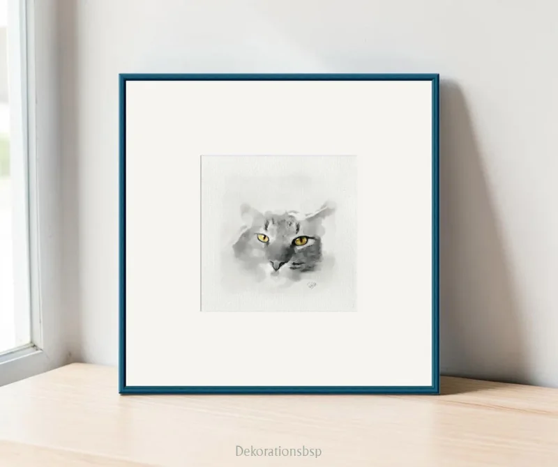 Katze - Miniatur, Aquarell Kunstdruck auf Büttenpapier